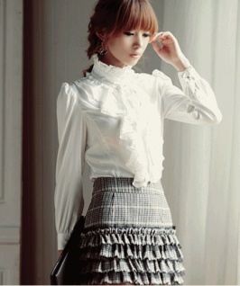 blusa moda estilo de corea de color blanco vende bien US stock - Click Image to Close