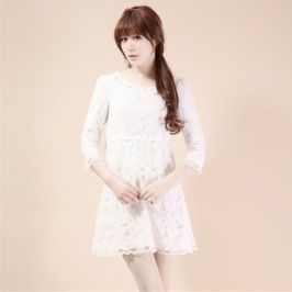 vestido de estilo hermoso con encaje de color blanco - Click Image to Close