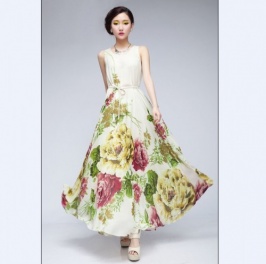 vestido de estilo bohemio decorado de belta de color floral se vende bien