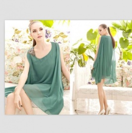 vestido de estilo irregular con cinturon decorado de color verde - Click Image to Close