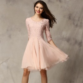 vestido de encaje estilo europeo de color rosada se vende bien