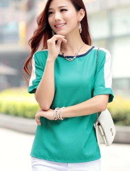 camisa de estilo coreano y ocio de color verde [SP-QZ14031321-1]