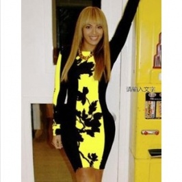 vestido de estilo americano de color amarillo y negro