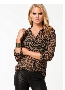 blusa de estilo europeo de color leopardo - Click Image to Close