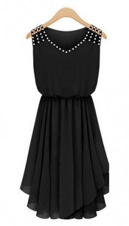 vestido moda de estilo elegante de color negro - Click Image to Close
