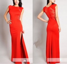 vestido de estilo sexy y europeo de color rojo - Click Image to Close