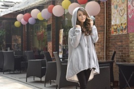 abrigo de estilo coreano y loose de color gris [SP-MK14081704]