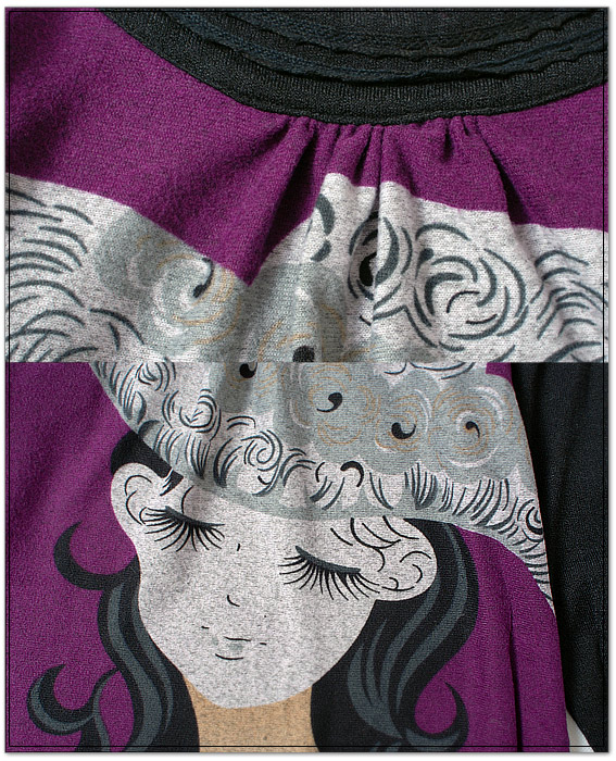 blusa purpura estilo dulce con estampado de imagenes US stock