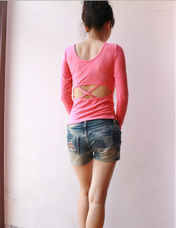 Fashion Concise Personality Halter Blouse Rose