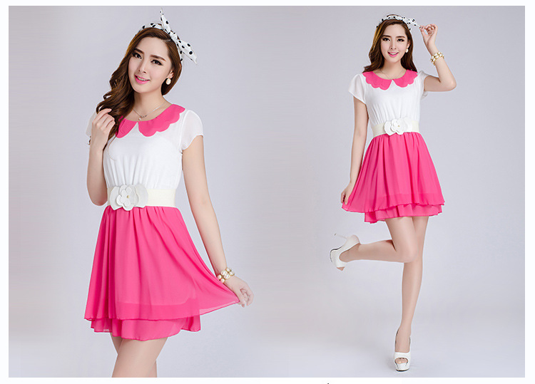 vestido con cinturon estilo hermoso de color en rosada