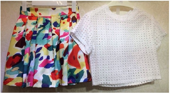 camisa y falda de 2 piezas estilo hermoso color en foto