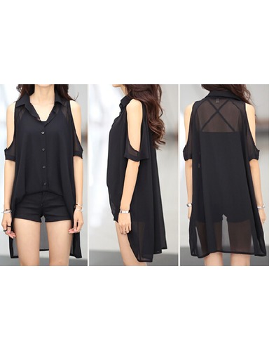 2014 nueva llegada de blusa de estilo elegante con el sideno especial de color negro