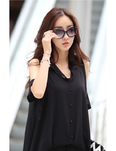 2014 nueva llegada de blusa de estilo elegante con el sideno especial de color negro